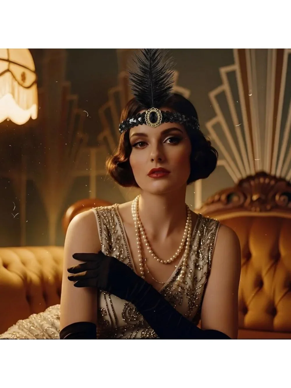1920s Flapper Headband Set - 24 Pcs Feather & Rhinestone Accessories for Parties